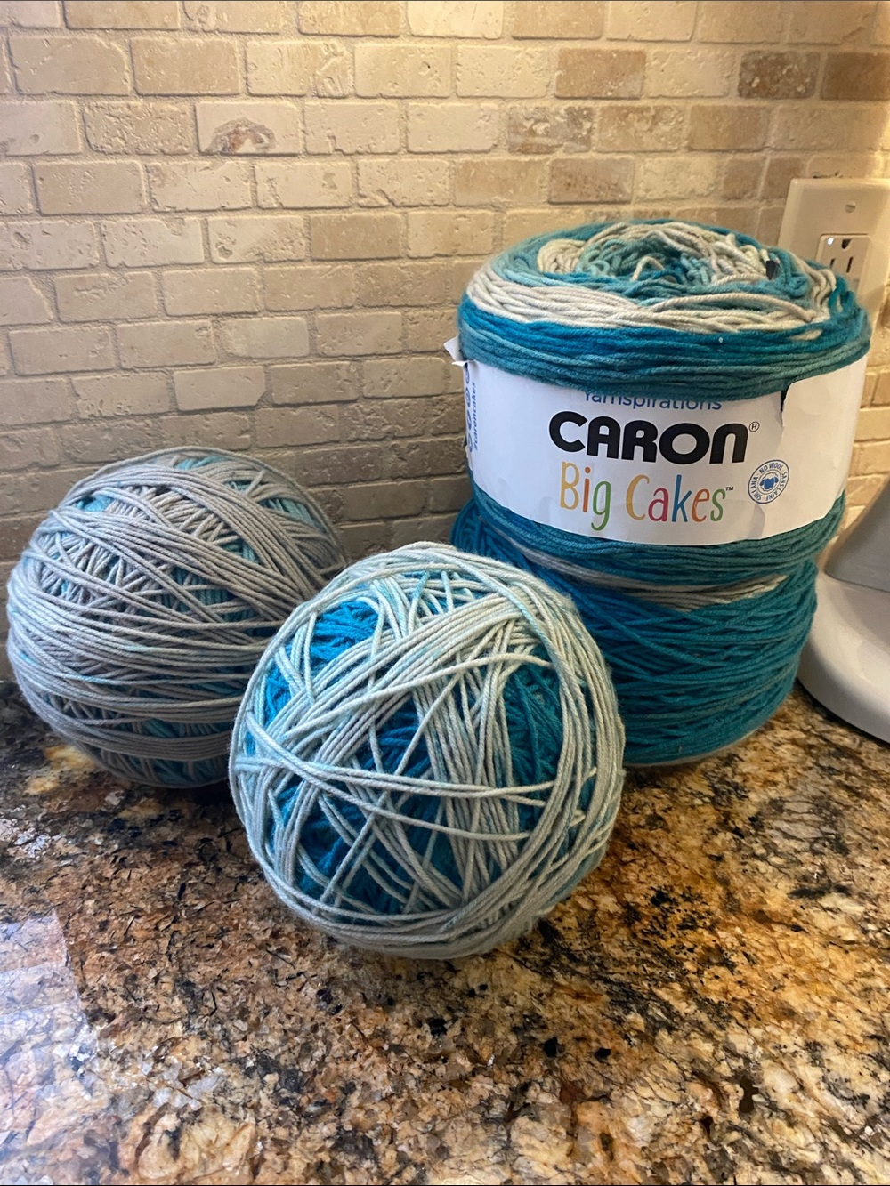 Yarnspirations Caron Big Cakes Yarn Blue Macaron Self-Striping Acrylic Yarn